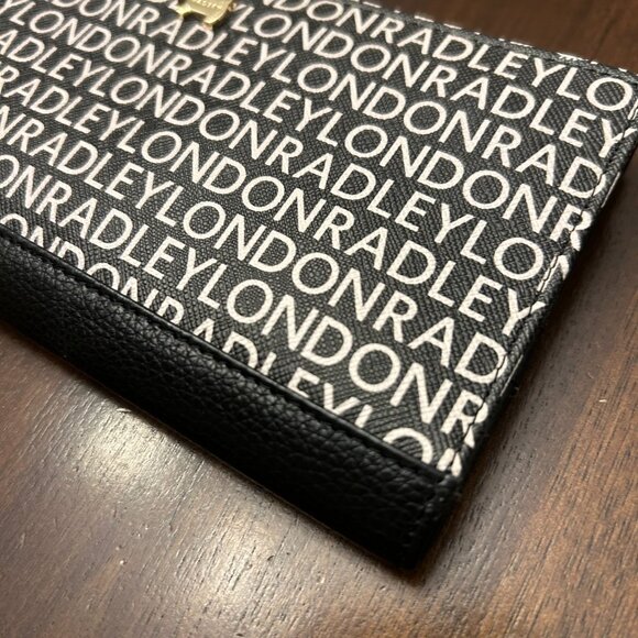 Radley London BiFold Signature Logo Matinee Black White Leather Zip Snap Wallet - Picture 2 of 16